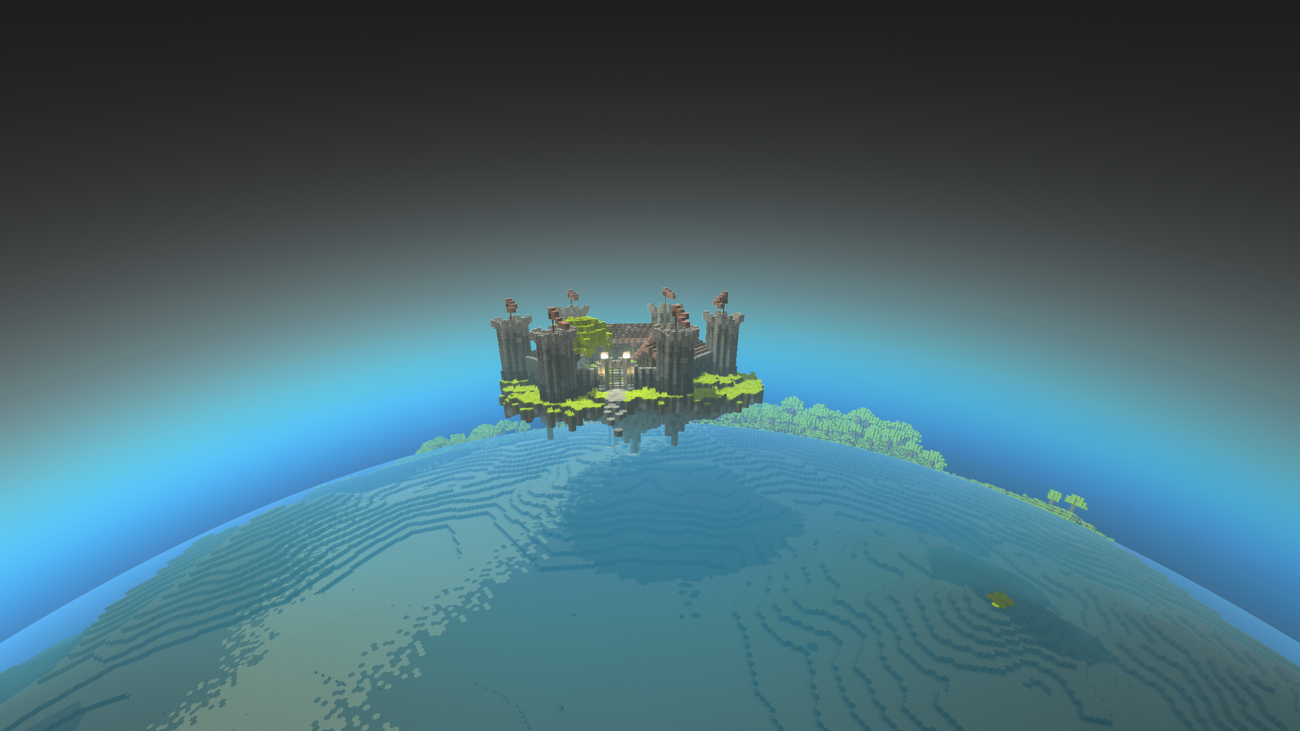An image of PlanetSmith. title: Floating Castle, description: Castle hovering in the air on a tiny world